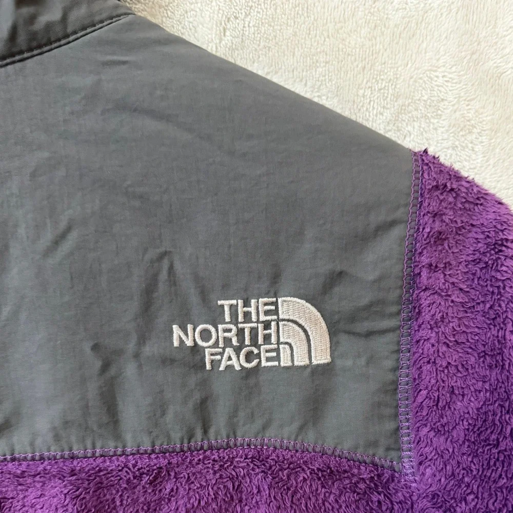 The North Face Girls Denali Fleece Jacket M 10/12 Purple Gray Full Zip Outdoor